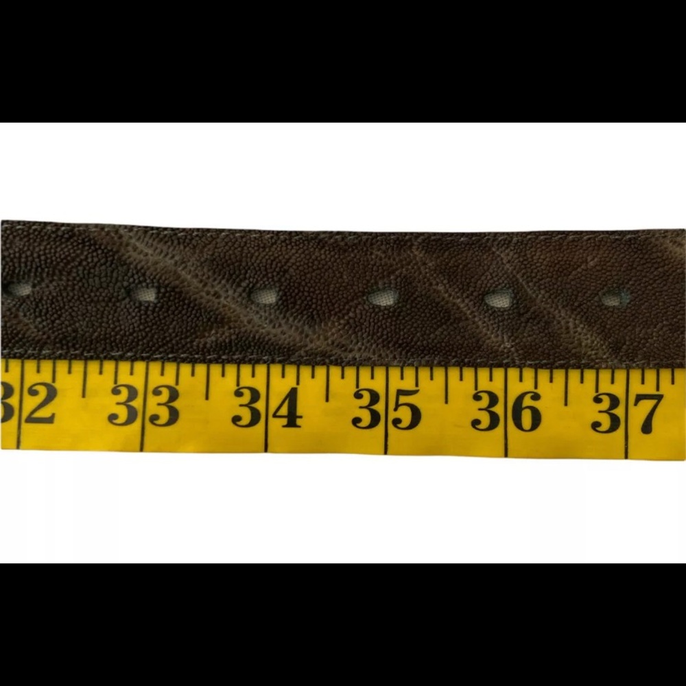 Vtg 60s Paris Genuine Elephant Leather Belt M/L 32”-37” Rustic Natural Gray - Picture 5 of 6